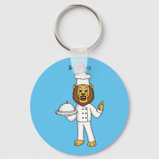 Cute lion chef cartoon illustratie sleutelhanger (Voorkant)