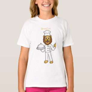 Cute lion chef cartoon illustratie t-shirt