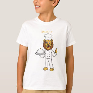 Cute lion chef cartoon illustratie t-shirt