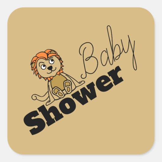 Cute Lion Cub, Baby shower Vierkante Sticker (Voorkant)