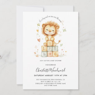 Cute Lion Cub Boy Baby shower Kaart