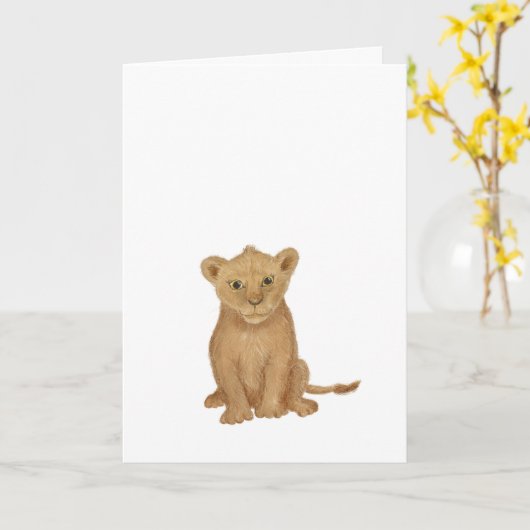 Cute lion cub-kaart kaart (Gele Bloem)