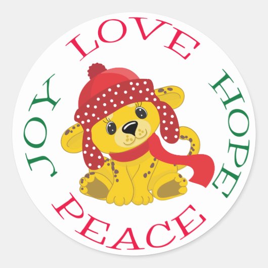 Cute Lion Cub-kerst Ronde Sticker (Voorkant)