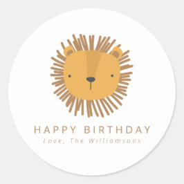 Cute Lion Drawing Personalized Birthday Gift Ronde Sticker