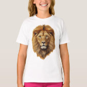 Cute Lion Face Kids Short Sleeve T-Shirt – Fun Tee (Devant)