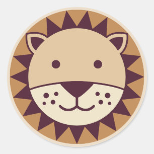 Cute Lion Face Ronde Sticker