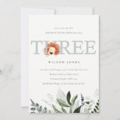 Cute Lion Foliage 3ème Invitation de fête d'annive (Devant)