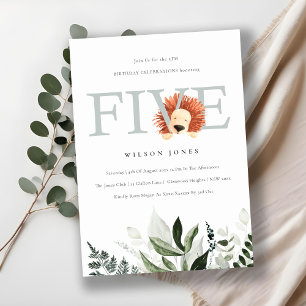 Cute Lion Foliage 5e anniversaire Invitation de fê