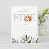 Cute Lion Foliage 5e anniversaire Invitation de fê (Debout devant)