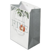 Cute Lion Foliage 5th Birthday Party Medium Cadeauzakje (Achterkant Gekanteld)