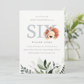 Cute Lion Foliage 6ème Anniversaire Invitation de  (Debout devant)