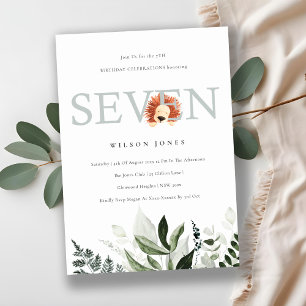 Cute Lion Foliage 7e Sept Invitation de fête d'ann