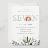 Cute Lion Foliage 7e Sept Invitation de fête d'ann (Devant)