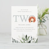 Cute Lion Foliage Deuxième Invitation de fête d'an (Debout devant)