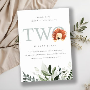 Cute Lion Foliage Deuxième Invitation de fête d'an