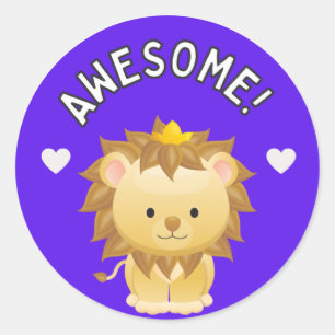 Cute Lion Geweldige Student Progress Award Ronde Sticker