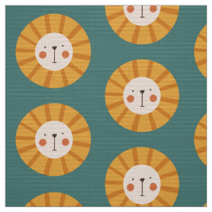 Cute Lion Green Nursery Stof