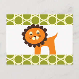 Cute Lion Green Pattern Gifts for Kids Briefkaart