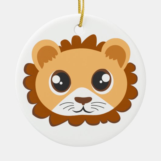 Cute Lion Head Cartoon Keramisch Ornament (Voorkant)