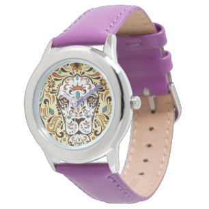 Cute Lion Head Sugar Skull Horloge