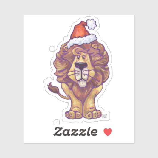 Cute Lion in een Santa Hat Sticker (Vel)