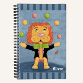 Cute Lion Juggler Kid Personalized Spiral Notebook Notitieboek (Voorkant)