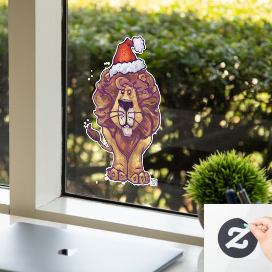 Cute Lion Kerstmis Cling Raamsticker (Kantoor)