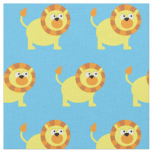 Cute Lion Kind Baby Nursery Light Blue Big Cat Stof