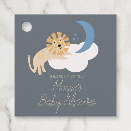 Cute Lion Moon Cloud Baby shower Bedankjes Labels (Voorkant)