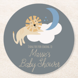 Cute Lion Moon Cloud Baby shower Hartelijk dank Ronde Kartonnen Onderzetter