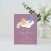 Cute Lion Moon Cloud Baby shower Invitation Postca Briefkaart (Staand voorkant)