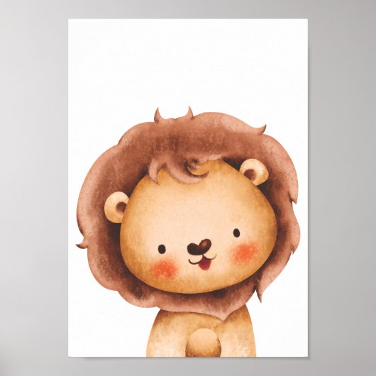 Cute Lion Nursery Poster Kinder Room Decor (Voorkant)