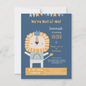 Cute Lion One Year Boy Birthday Party Invitation (Voorkant)
