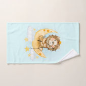 Cute Lion Pêche sur l'aquarelle de la lune (Serviette à main)