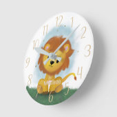 Cute Lion Personalized Gender Neutral Ronde Klok (Hoek)