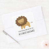 Cute Lion Personalized Kinder Bookplate Vierkante Sticker (Envelop)
