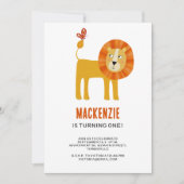 Cute Lion Première fête d'anniversaire Invitation (Devant)