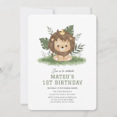 Cute Lion Safari animaux invitation anniversaire (Devant)