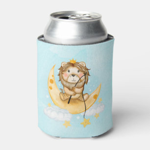 Cute Lion Vist op de maan Waterverf Blikjeskoeler