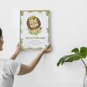Cute Lion Waterverf Birth Stats Oerwoud greenery Poster
