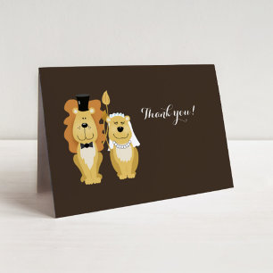 Cute Lion Wedding Couple Hartelijk dank Bedankkaart
