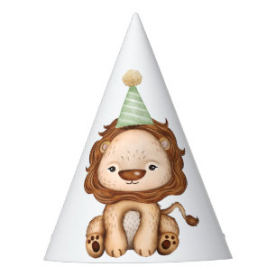 Cute Lion Wild One Oerwoud Animal Birthday Boy Feesthoedjes