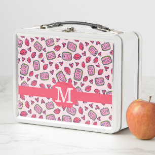 Cute Lips Kusjes & Hart Doodles Patroon Monogram
