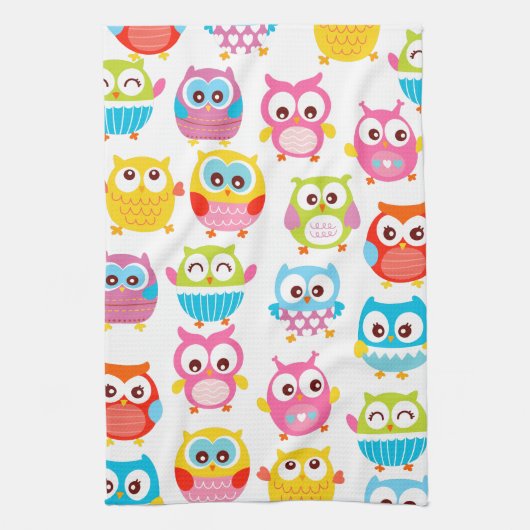 Cute Litte Owls Theedoek (Verticaal)
