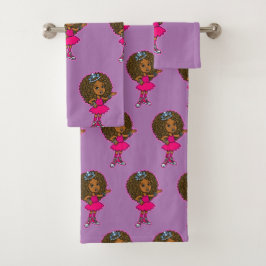Cute Little African American Pink Princess Bad Handdoek