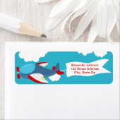 Cute Little Airplane Boy Birthday Adresetiketten Etiket (Insitu)