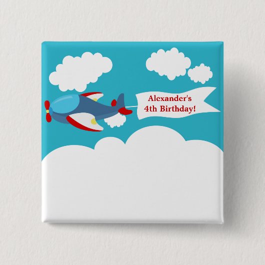 Cute Little Airplane Boy Birthday Button (Voorkant)