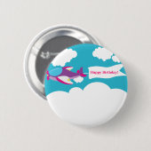 Cute Little Airplane Girl Birthday Button (Voorkant /achterkant)