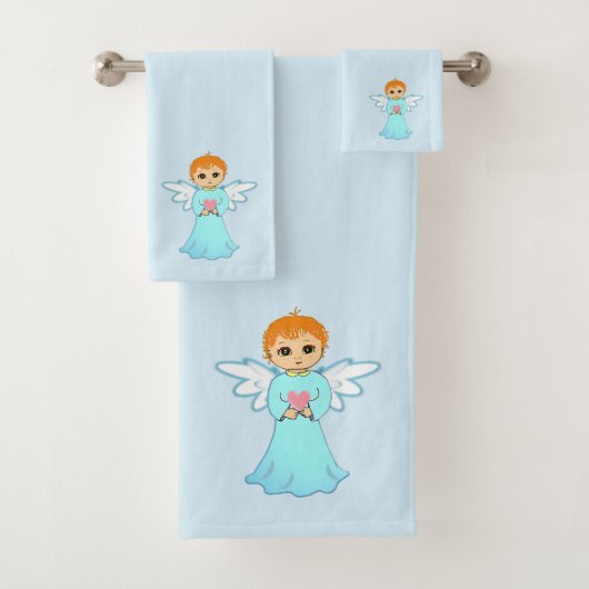 Cute Little Angel op Light Blue Bad Handdoek (Insitu)
