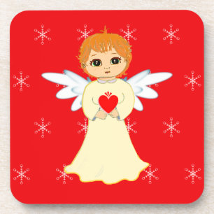 Cute Little Angel op Red Bier Onderzetter